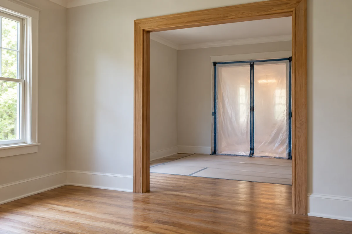 Illustrative empty interior prepared for renovation assessment
